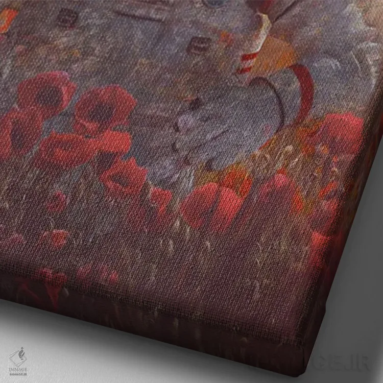 تابلو دکوراتیو دنیای نو اثر ماریشا بکر - نمای نزدیک بافت بوم