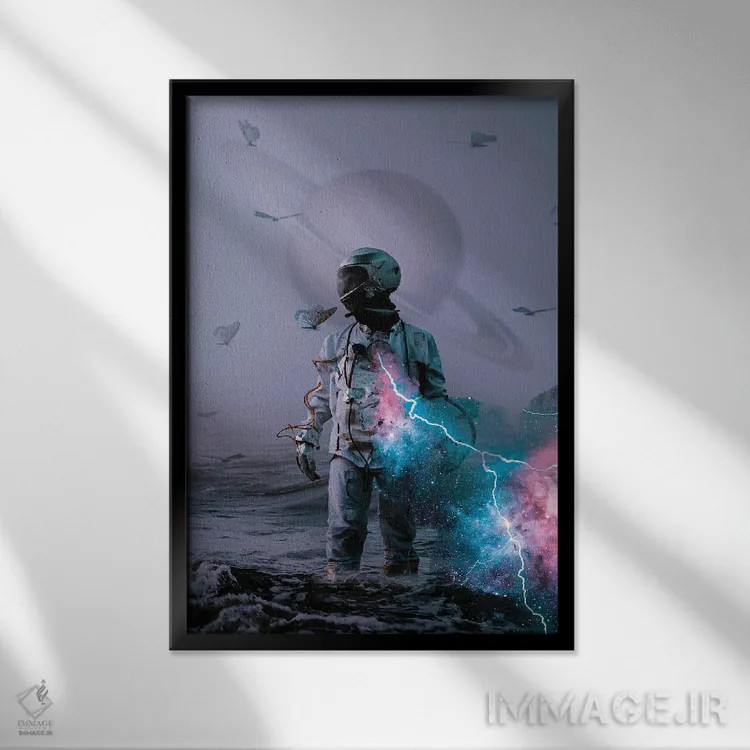 تابلو دکوراتیو همدستی فضایی اثر ماریشا بکر - نمای قابدار مشکی