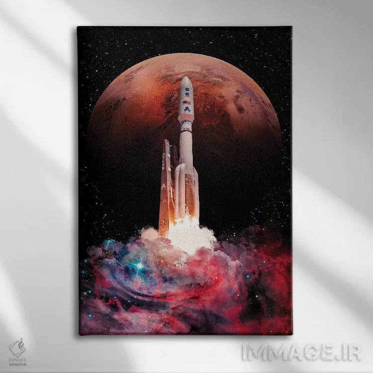 تابلو دکوراتیو پرواز موشک اثر ماریشا بکر - نمای روبهرو روی دیوار