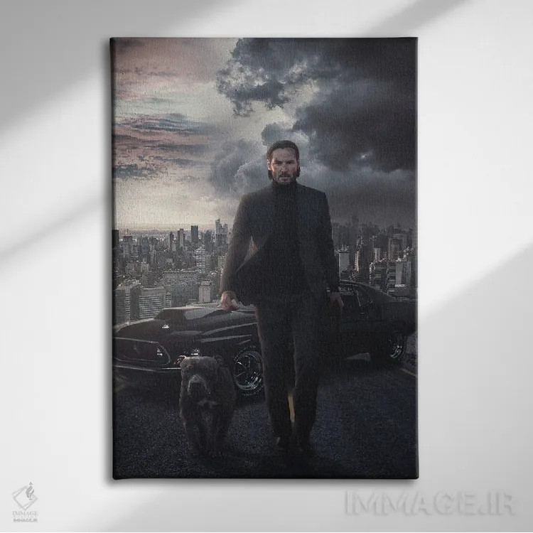 تابلو دکوراتیو جان ویک ۴ اثر ماریشا بکر - نمای روبهرو روی دیوار