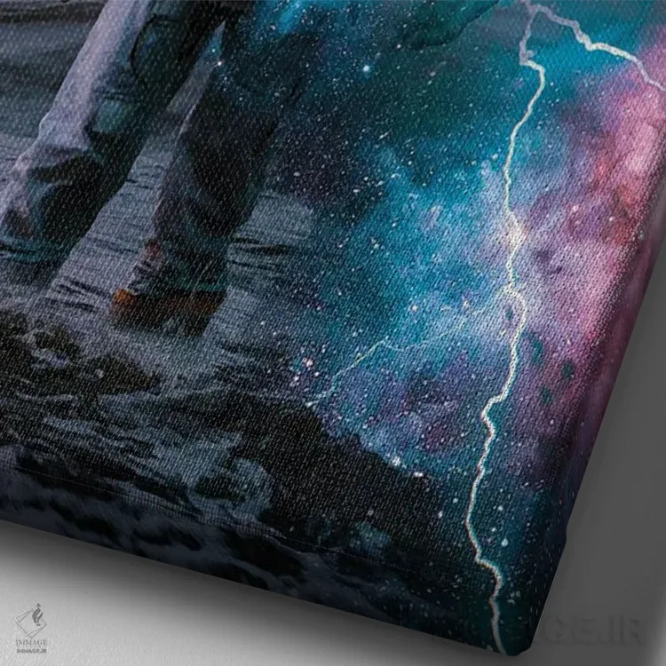 تابلو دکوراتیو همدستی فضایی اثر ماریشا بکر - نمای نزدیک بافت بوم