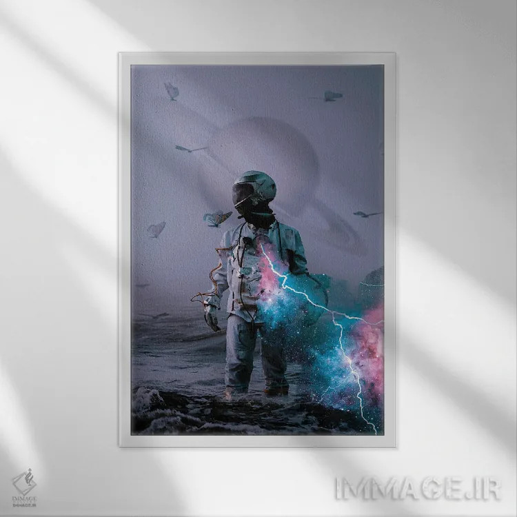 تابلو دکوراتیو همدستی فضایی اثر ماریشا بکر - نمای قابدار سفید