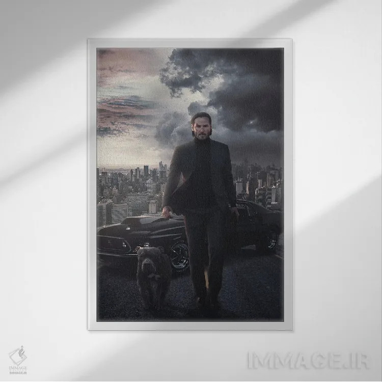 تابلو دکوراتیو جان ویک ۴ اثر ماریشا بکر - نمای قابدار سفید