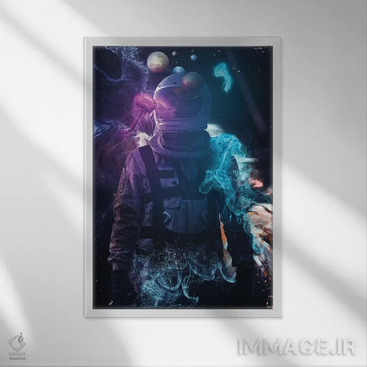 تابلو دکوراتیو جهان فضایی اثر ماریشا بکر - نمای قابدار سفید