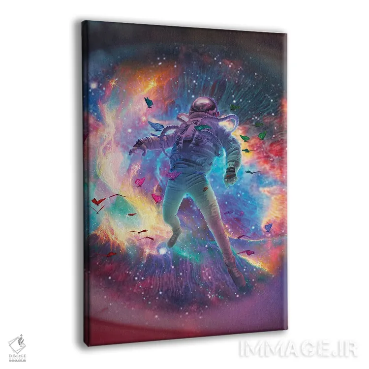 تابلو دکوراتیو فضانورد و پروانه ها اثر ماریشا بکر - نمای پرسپکتیو محصول