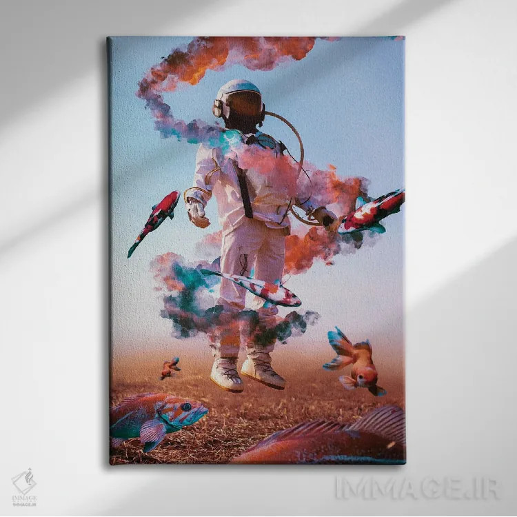 تابلو دکوراتیو فضانوردان بیش از حد اثر ماریشا بکر - نمای روبهرو روی دیوار
