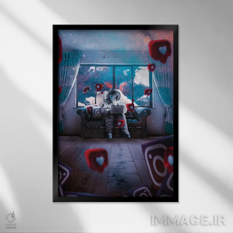 تابلو دکوراتیو فضانوردان بیش از حد ۲ اثر ماریشا بکر - نمای قابدار مشکی