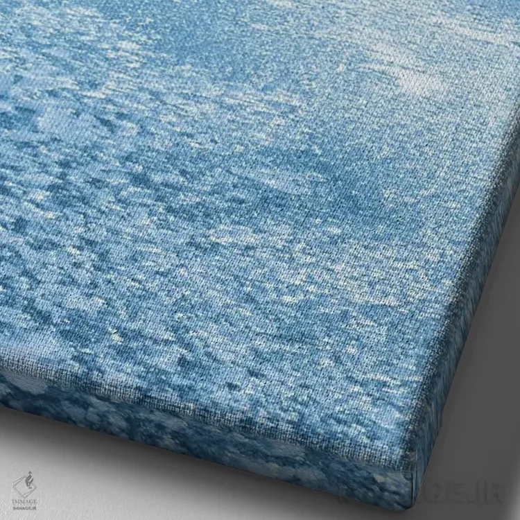 تابلو دکوراتیو آبی اثر مائورو باتیستلی - نمای نزدیک بافت بوم