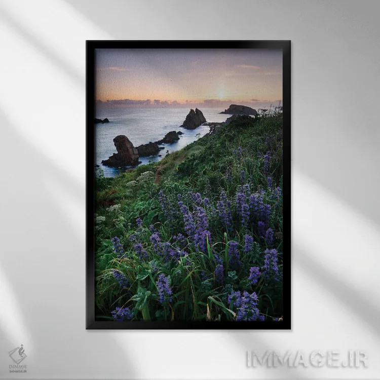 تابلو دکوراتیو طلوع شکوفا اثر مائورو باتیستلی - نمای قابدار مشکی