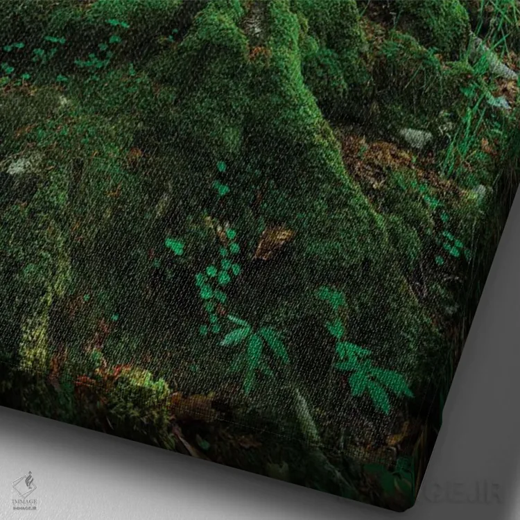 تابلو دکوراتیو جنگل سبز اثر مائورو باتیستلی - نمای نزدیک بافت بوم