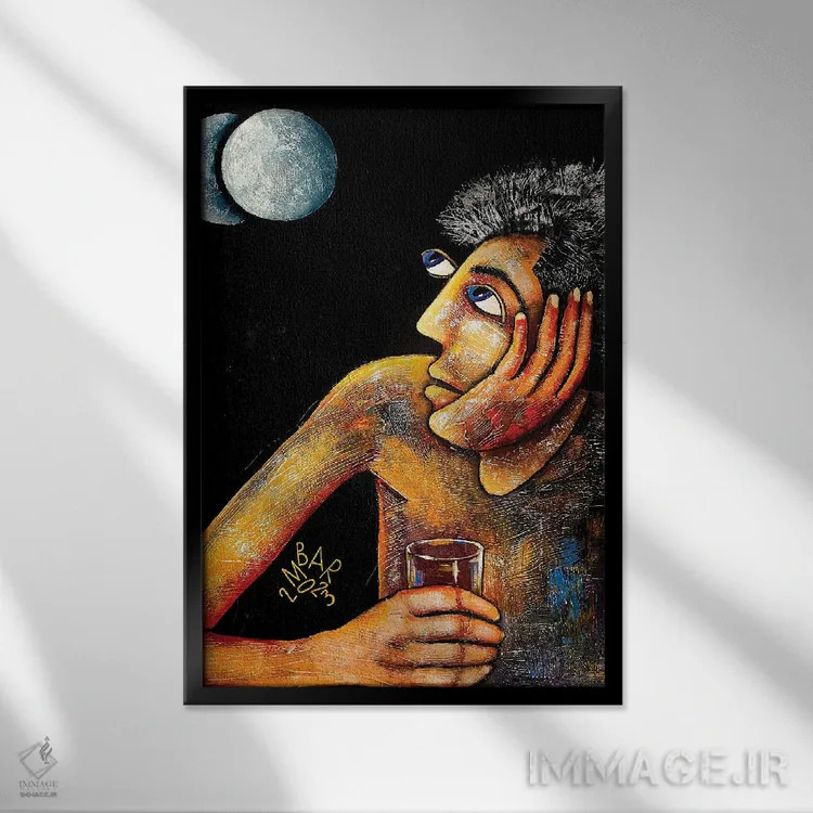 تابلو دکوراتیو تقاطع دو ماه اثر میخائیل بارانوفسکی - نمای قابدار مشکی