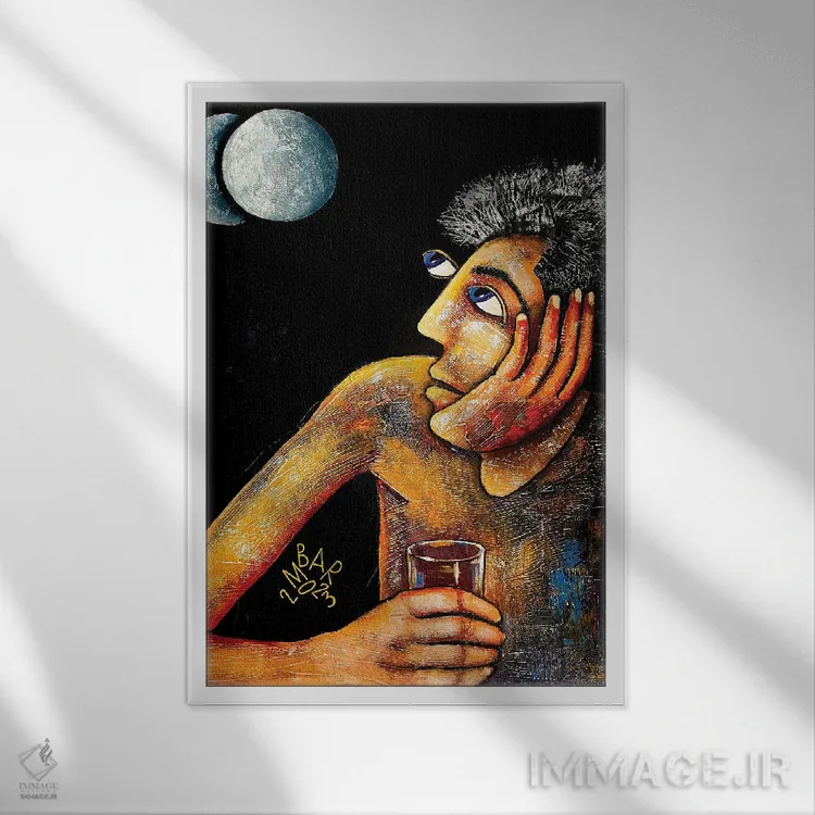 تابلو دکوراتیو تقاطع دو ماه اثر میخائیل بارانوفسکی - نمای قابدار سفید