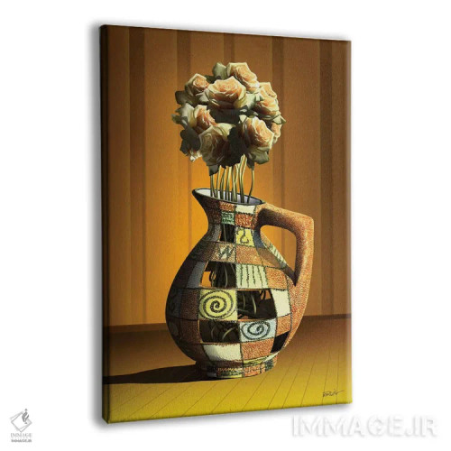 تابلو دکوراتیو گلدان گل رز اثر مارسل کارام - نمای پرسپکتیو محصول