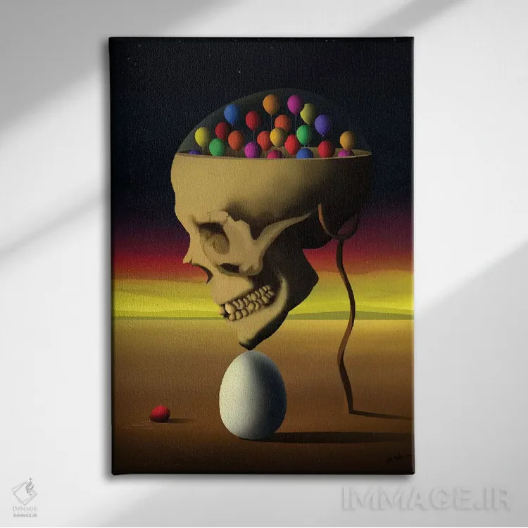 تابلو دکوراتیو جمجمه از نیمرخ اثر مارسل کارام - نمای روبهرو روی دیوار