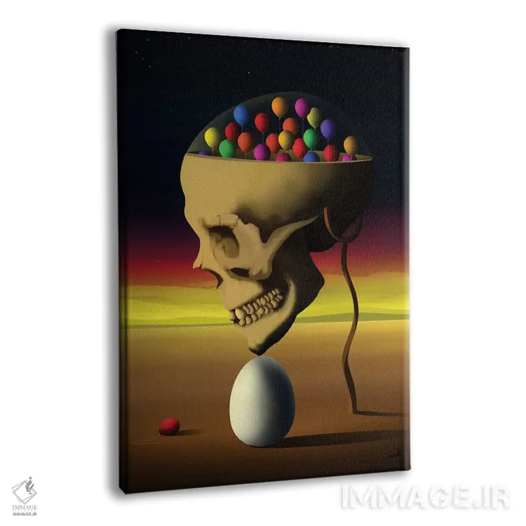 تابلو دکوراتیو جمجمه از نیمرخ اثر مارسل کارام - نمای پرسپکتیو محصول