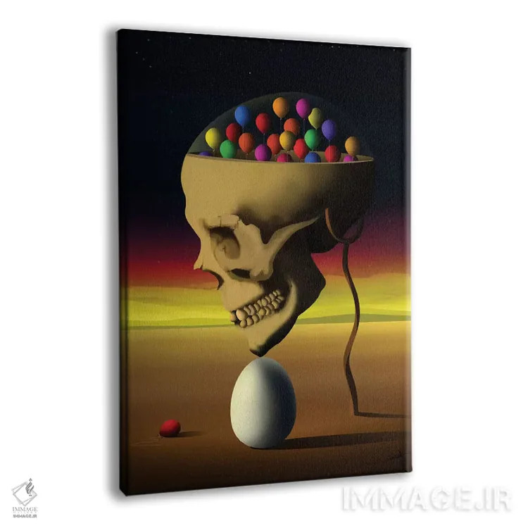 تابلو دکوراتیو جمجمه از نیمرخ اثر مارسل کارام - نمای پرسپکتیو محصول