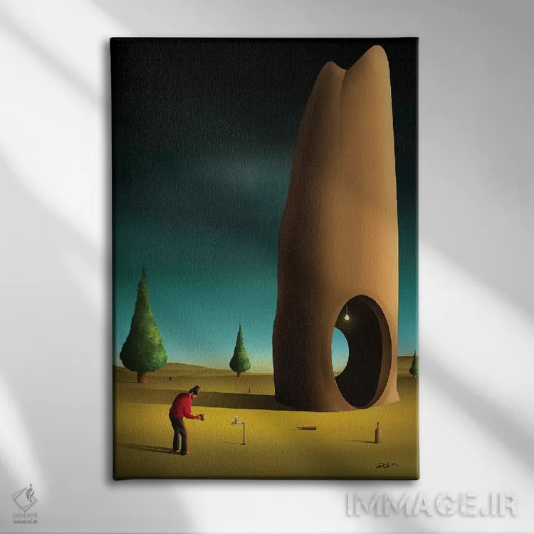 تابلو دکوراتیو صحنه ای با درختان کاج اثر مارسل کارام - نمای روبهرو روی دیوار