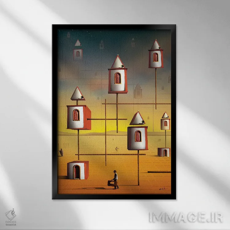تابلو دکوراتیو جوامع اثر مارسل کارام - نمای قابدار مشکی