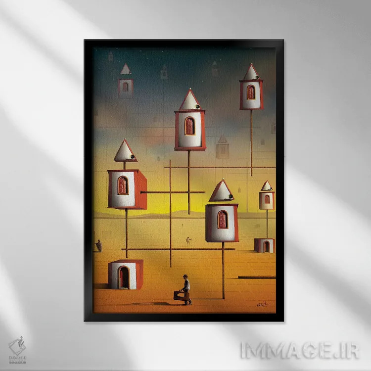 تابلو دکوراتیو جوامع اثر مارسل کارام - نمای قابدار مشکی