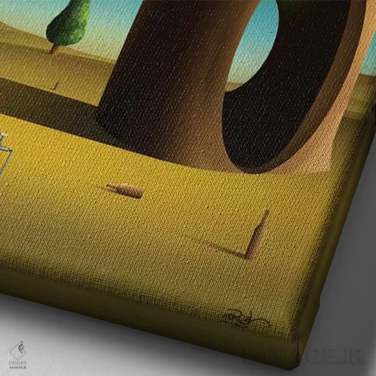 تابلو دکوراتیو صحنه ای با درختان کاج اثر مارسل کارام - نمای نزدیک بافت بوم