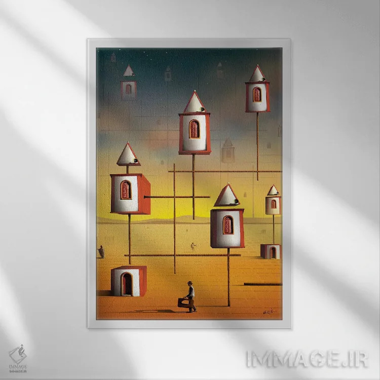 تابلو دکوراتیو جوامع اثر مارسل کارام - نمای قابدار سفید