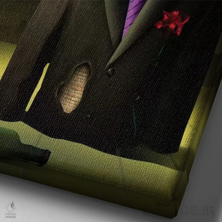 تابلو دکوراتیو مردی در شب اثر مارسل کارام - نمای نزدیک بافت بوم