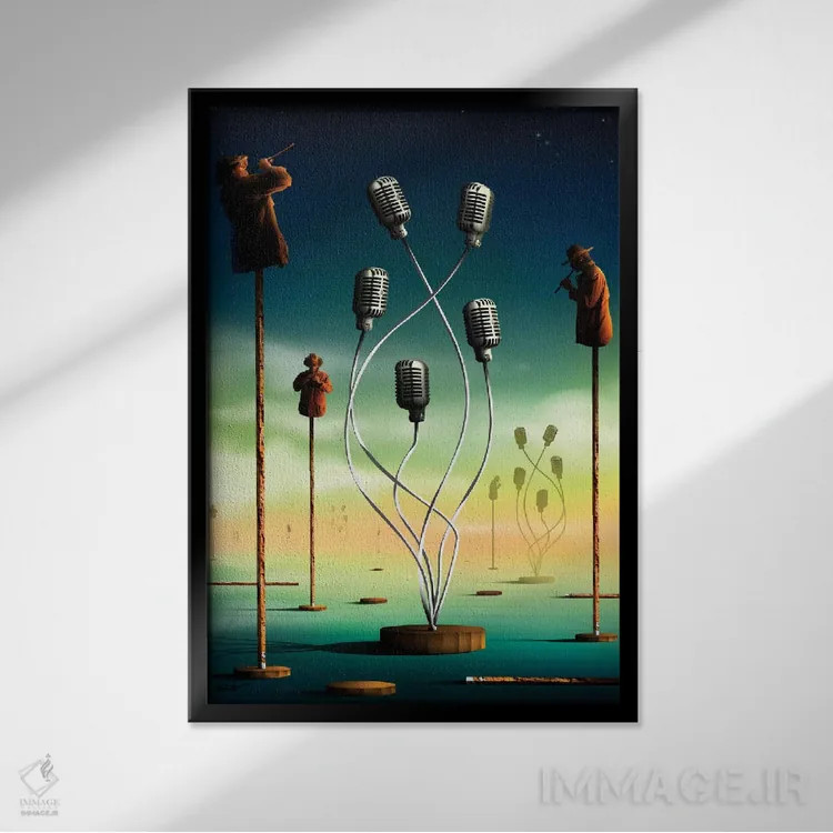 تابلو دکوراتیو فلوت نوازان اثر مارسل کارام - نمای قابدار مشکی