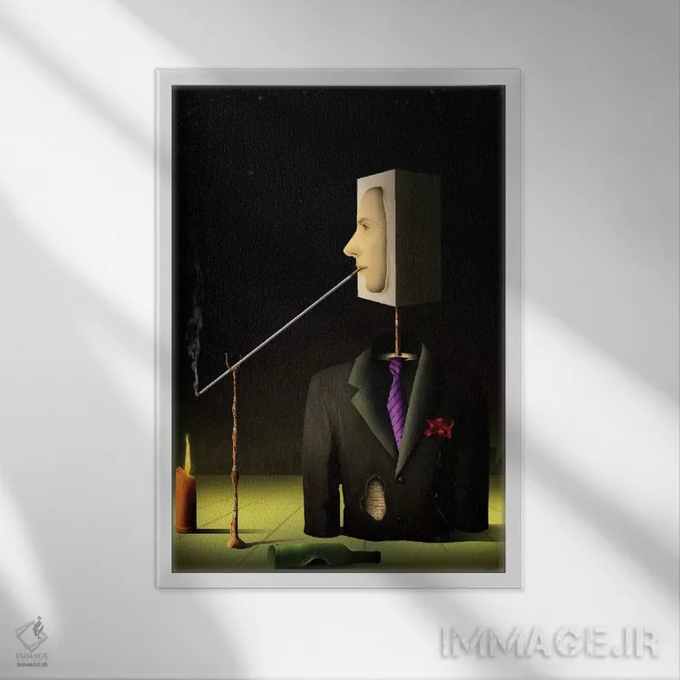 تابلو دکوراتیو مردی در شب اثر مارسل کارام - نمای قابدار سفید