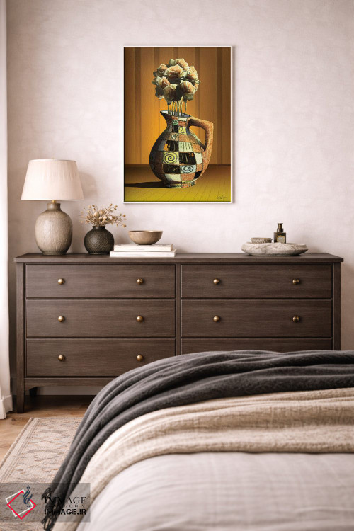 تابلو دکوراتیو گلدان گل رز اثر مارسل کارام - D2W