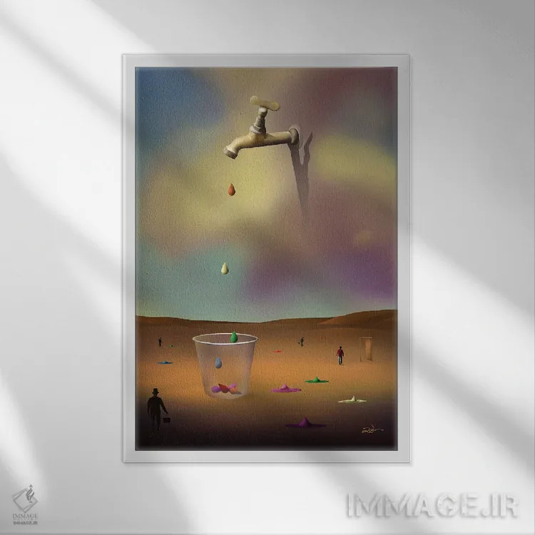 تابلو دکوراتیو قطره های رنگارنگ ۲ اثر مارسل کارام - نمای قابدار سفید