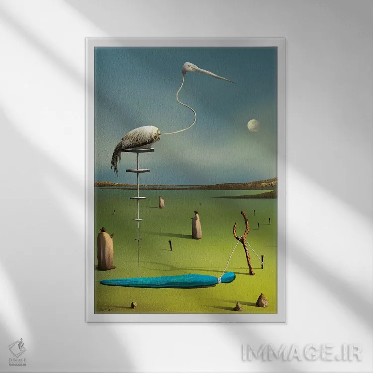 تابلو دکوراتیو درنا اثر مارسل کارام - نمای قابدار سفید