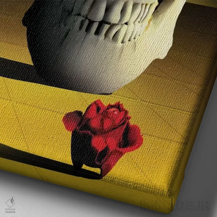 تابلو دکوراتیو جمجمه دیجیتال اثر مارسل کارام - نمای نزدیک بافت بوم