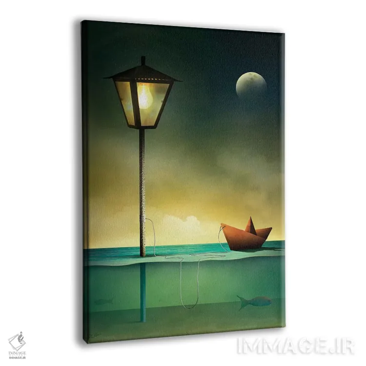 تابلو دکوراتیو قایق اسباب بازی در آرامش اثر مارسل کارام - نمای پرسپکتیو محصول