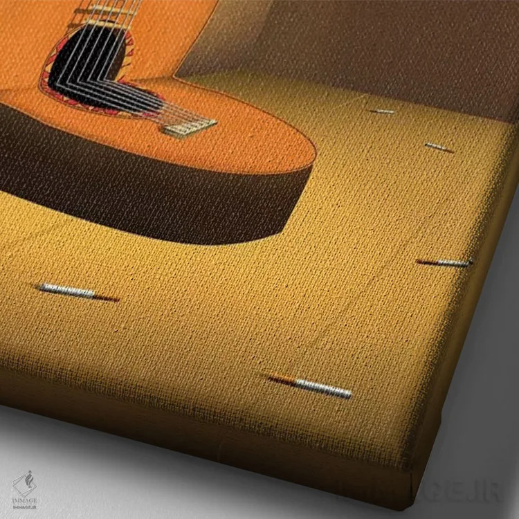 تابلو دکوراتیو گیتار روی دیوار اثر مارسل کارام - نمای نزدیک بافت بوم