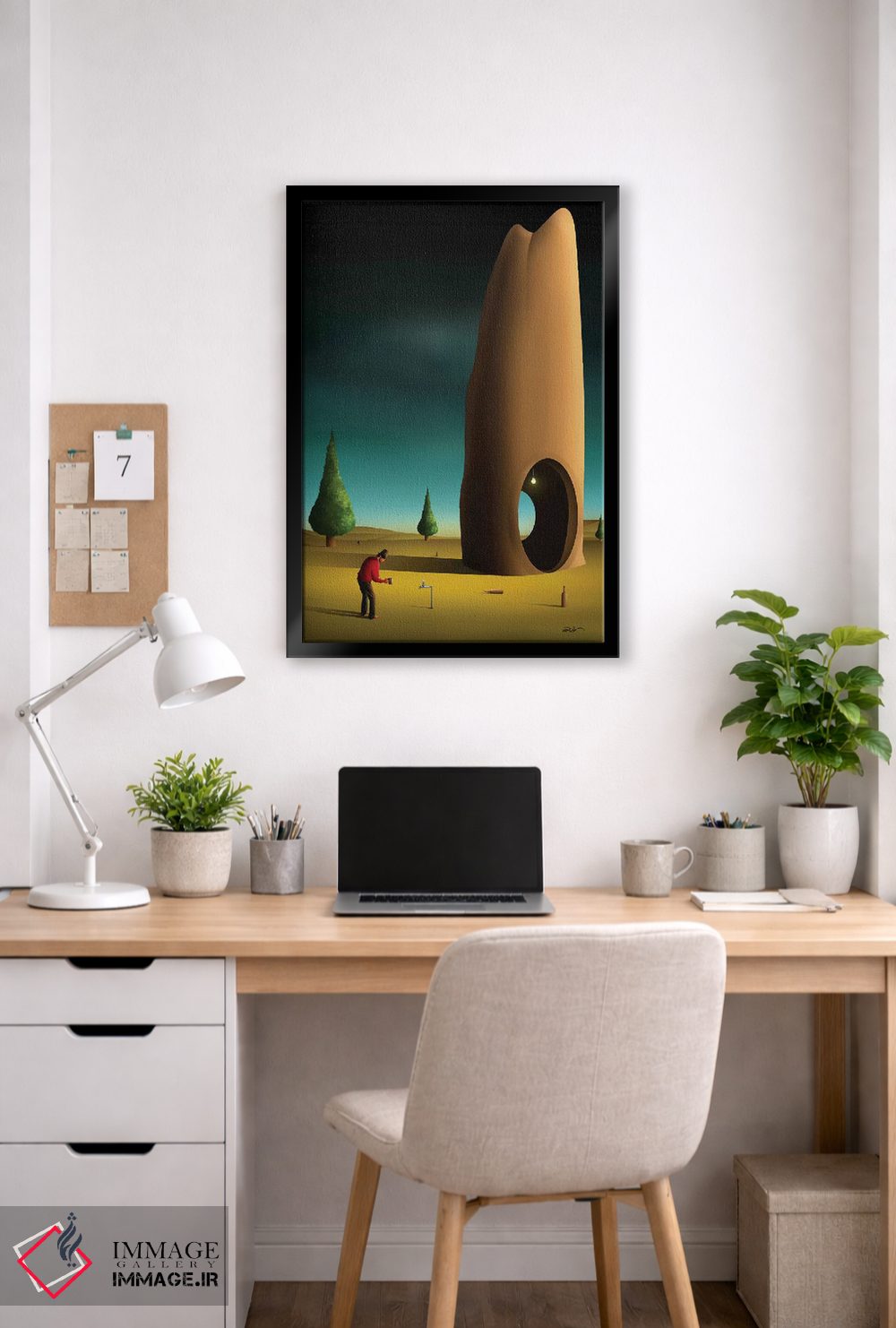 تابلو دکوراتیو صحنه ای با درختان کاج اثر مارسل کارام - D6B