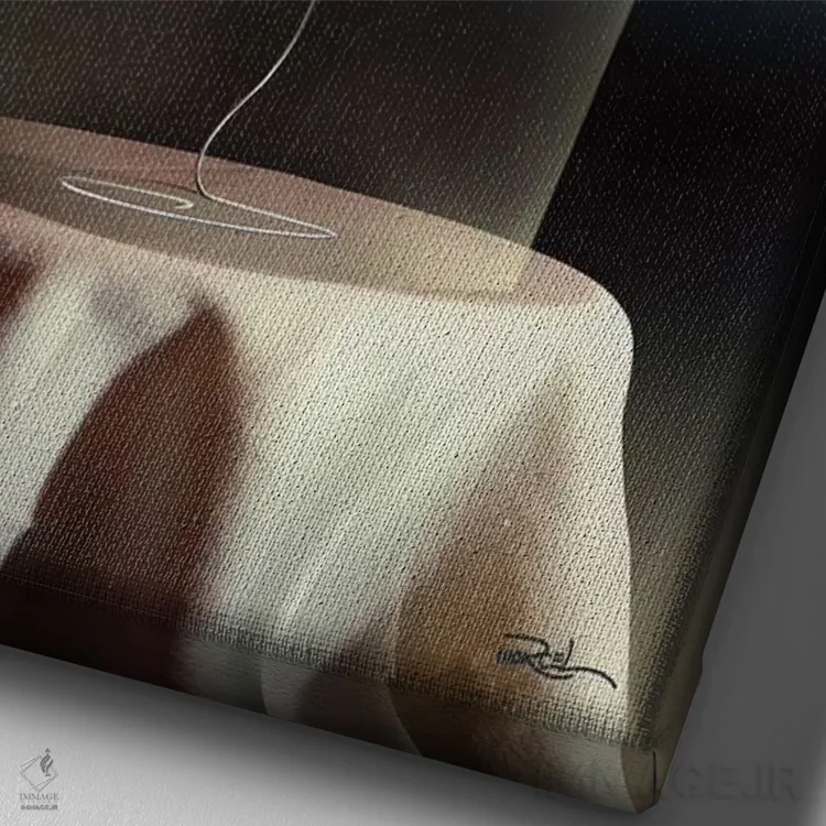 تابلو دکوراتیو شمع شیشه ای اثر مارسل کارام - نمای نزدیک بافت بوم