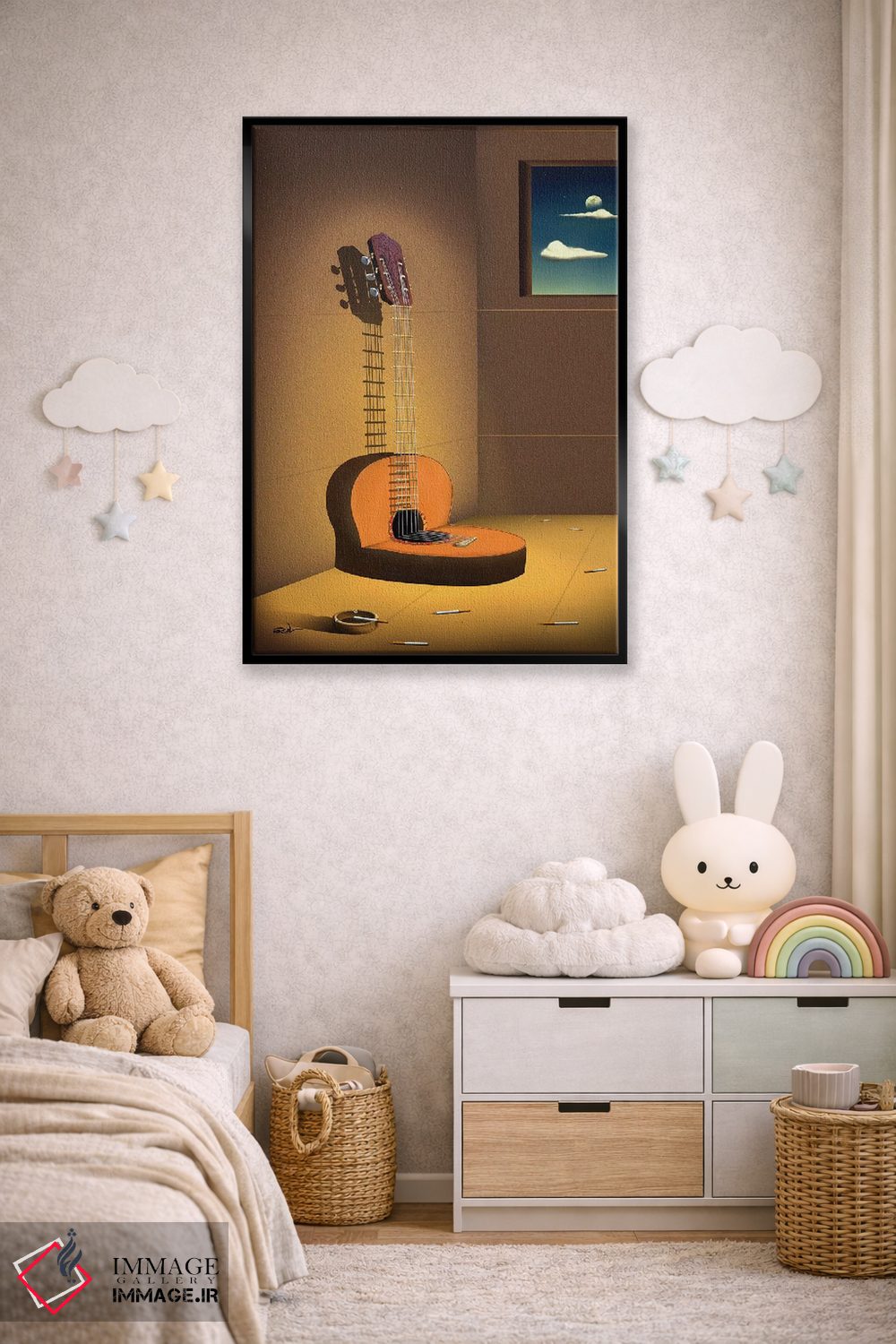 تابلو دکوراتیو گیتار روی دیوار اثر مارسل کارام - D6B