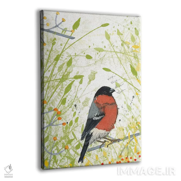 تابلو دکوراتیو فنچ سینه سرخ اثر میشل کمپل - نمای پرسپکتیو محصول