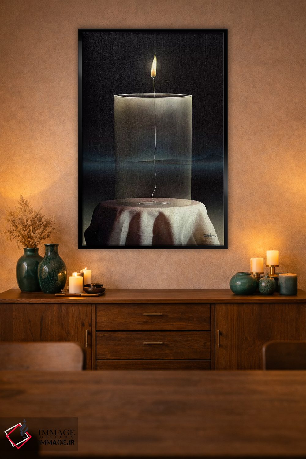 تابلو دکوراتیو شمع شیشه ای اثر مارسل کارام - D1B