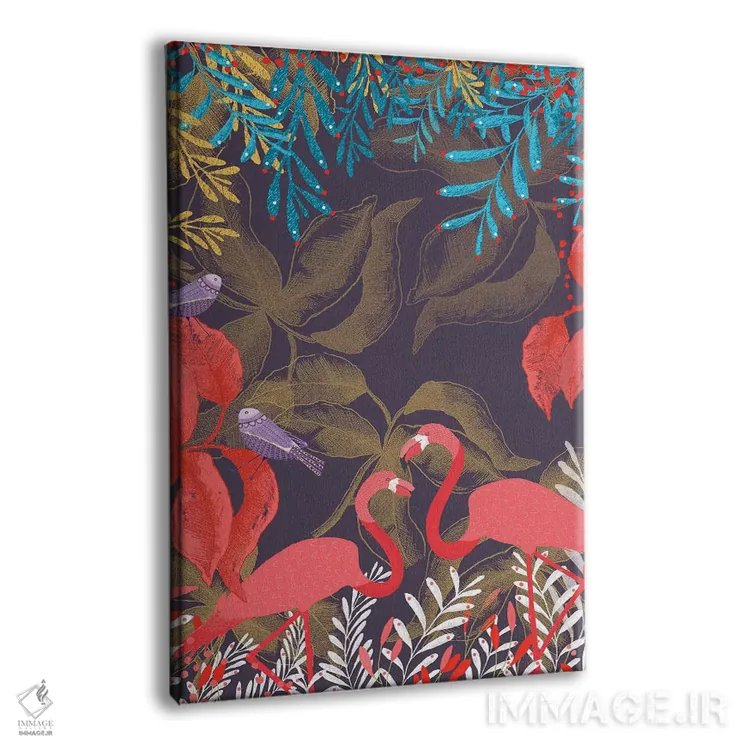 تابلو دکوراتیو عشق فلامینگوها اثر میشل کمپل - نمای پرسپکتیو محصول