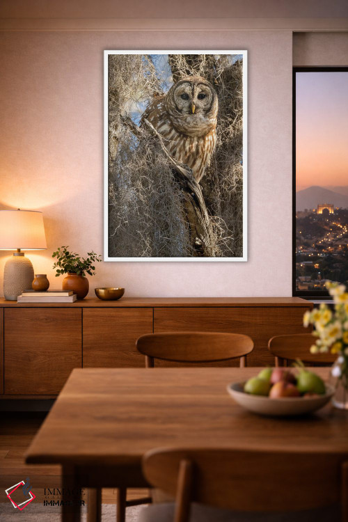 تابلو دکوراتیو جغد راه راه روی درخت، فلوریدا، آمریکا اثر جو و مری ان مک دونالد - D1W