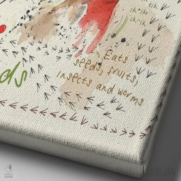 تابلو مدرن پرندگان در باغ شما اثر میشل کمپل - نمای نزدیک بافت بوم