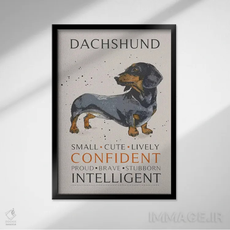 تابلو دکوراتیو داش هوند اثر میشل کمپل - نمای قابدار مشکی