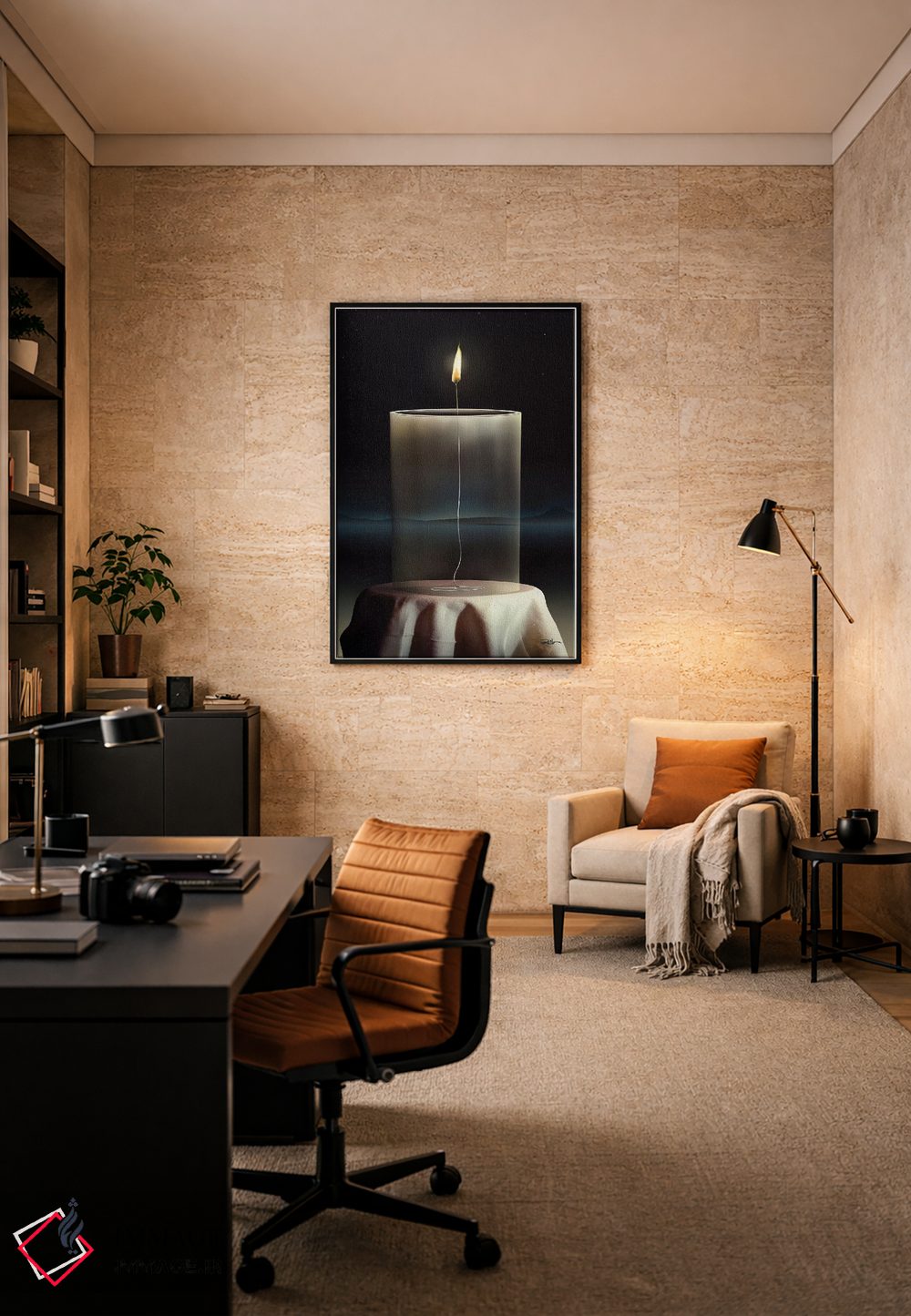 تابلو دکوراتیو شمع شیشه ای اثر مارسل کارام - D6B