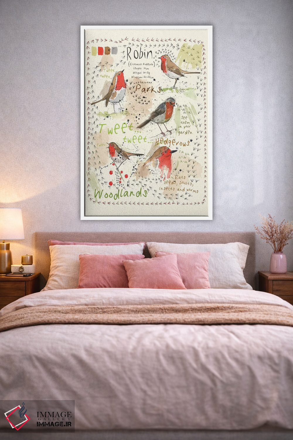تابلو مدرن پرندگان در باغ شما اثر میشل کمپل - D1W