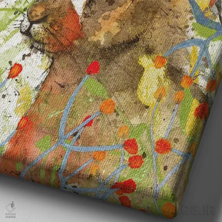 تابلو دکوراتیو خرگوش اثر میشل کمپل - نمای نزدیک بافت بوم