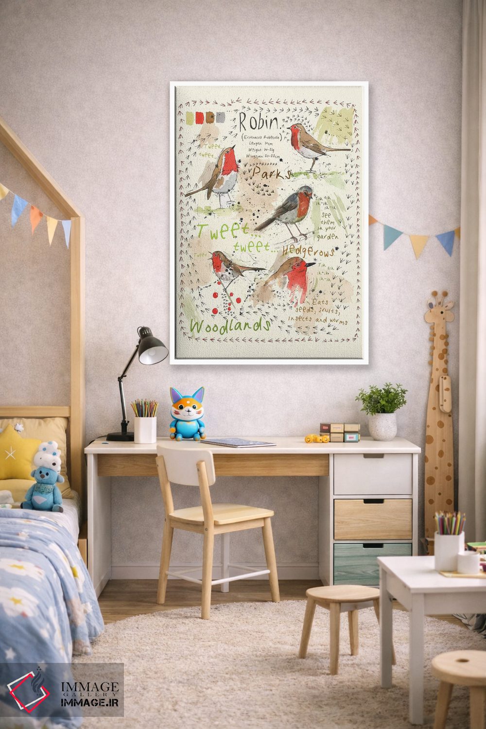 تابلو مدرن پرندگان در باغ شما اثر میشل کمپل - D2W