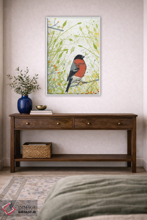 تابلو دکوراتیو فنچ سینه سرخ اثر میشل کمپل - D3W