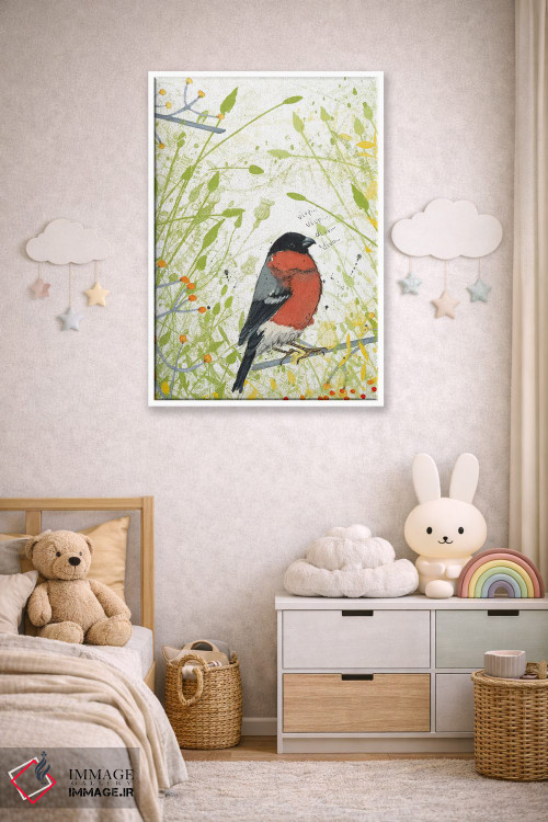 تابلو دکوراتیو فنچ سینه سرخ اثر میشل کمپل - D4W