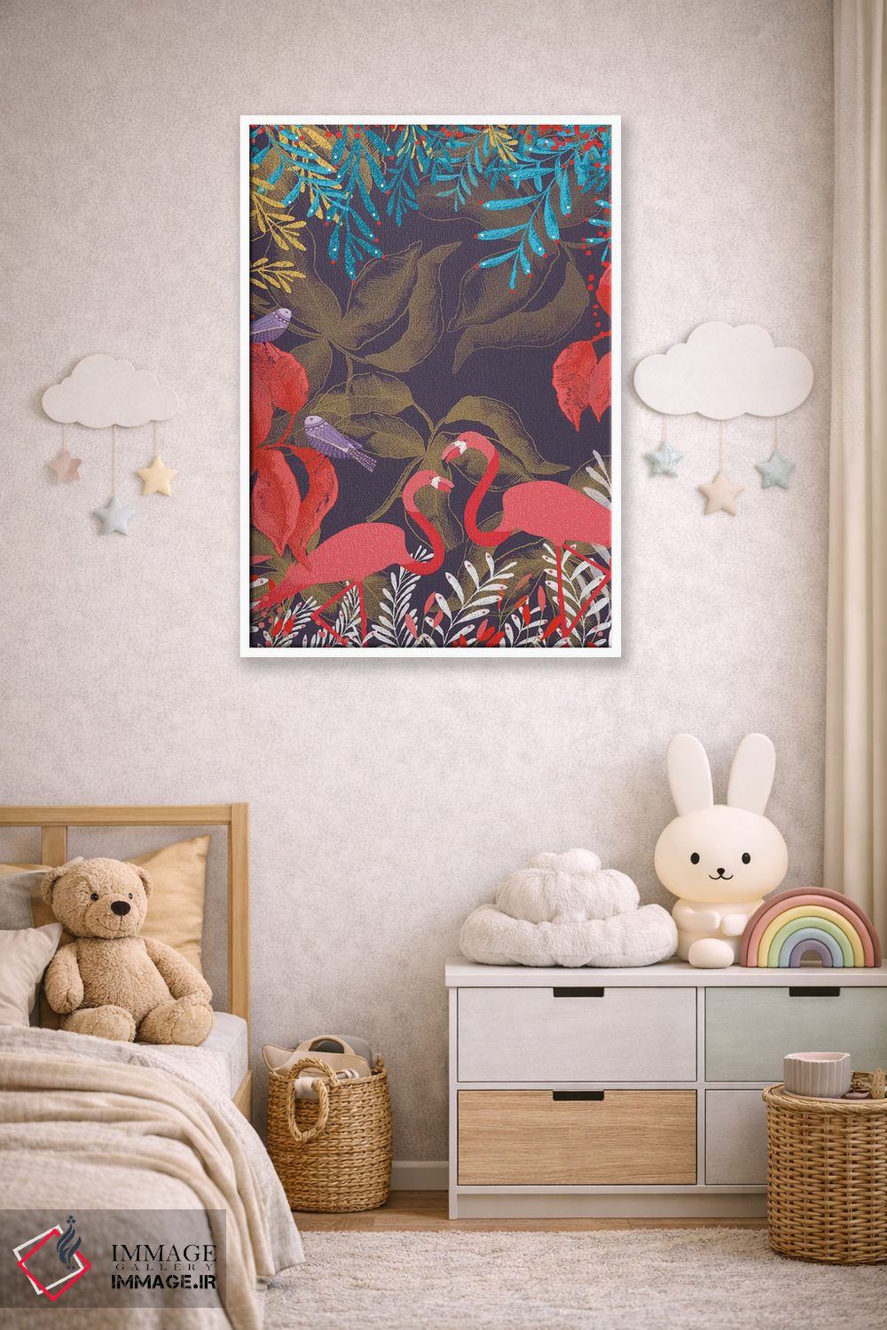 تابلو دکوراتیو عشق فلامینگوها اثر میشل کمپل - D3W